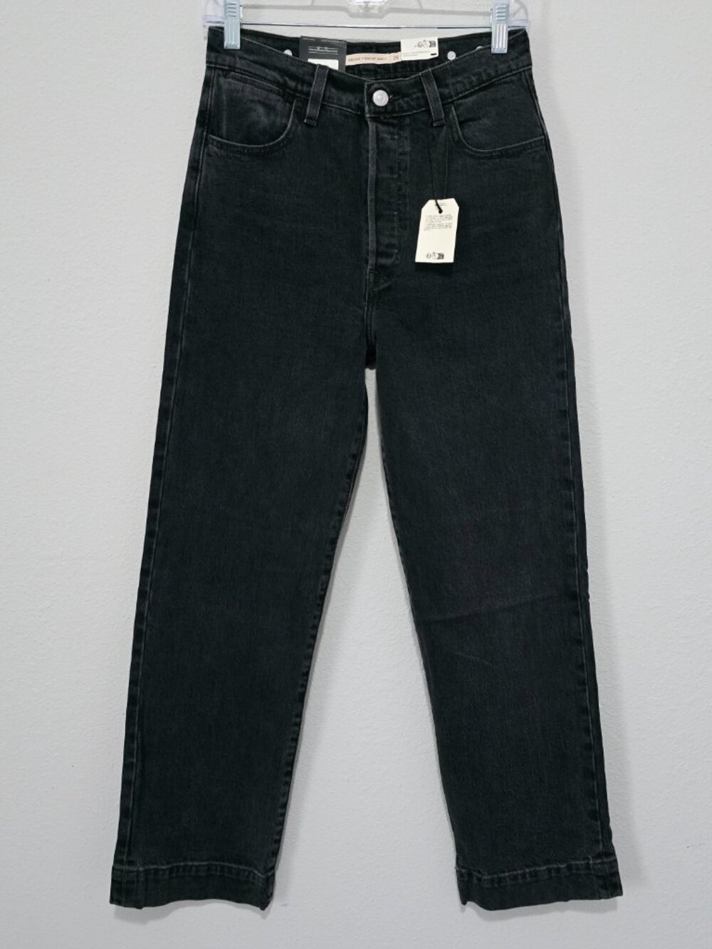 Levi's Ribcage Straight Ankle Jeans 26 Black Wash Tailored Premium NWT